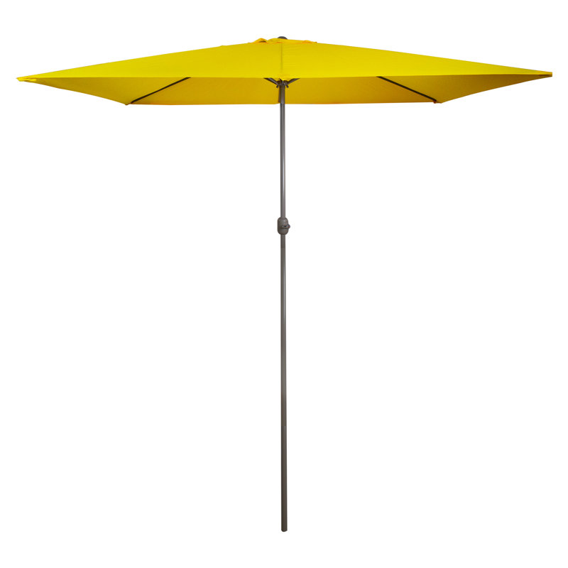 Parasol de marché d'extérieur 10 pi x 6,5 pi avec manivelle, Jaune