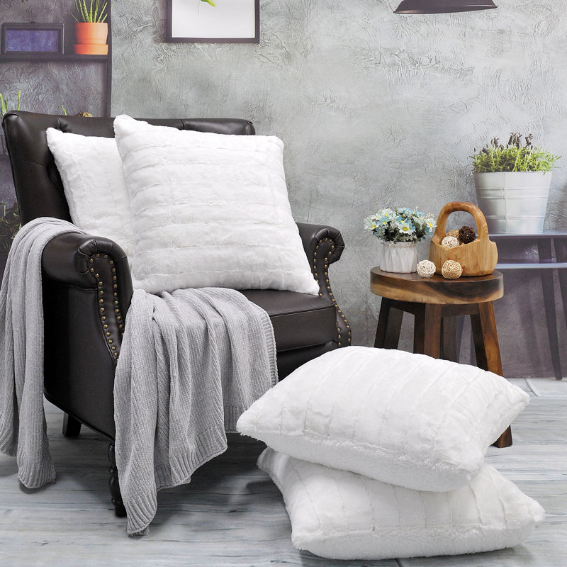 Square Cushion Cover, White