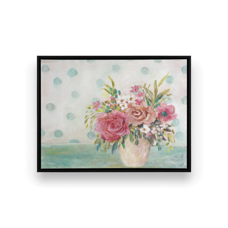 «Polka Dot Parlor» par Amanda Hilburn, reproduction d'art, L 40 x H 30, Toile avec cadre, Noir