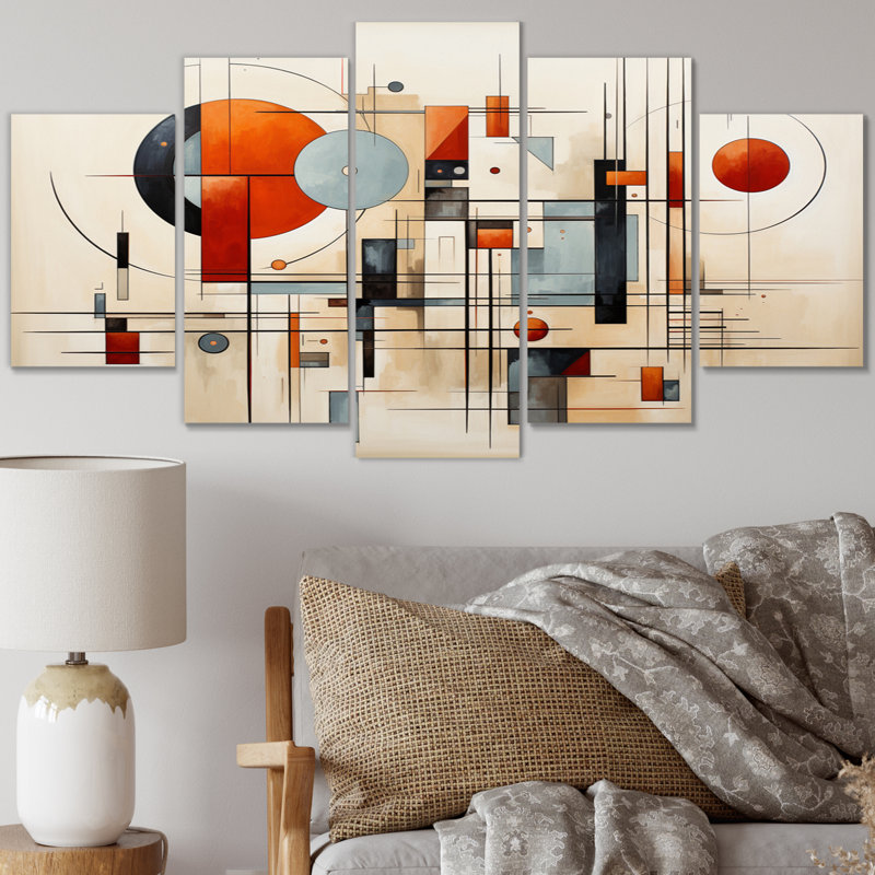 «Supmatism Geometric Symphony II», reproduction d'art abstraite, 5 panneaux