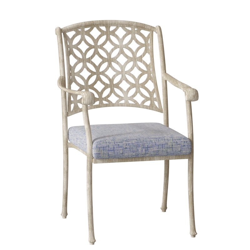 Casa Outdoor Dining Armchair, Weathered White, Canvas Bird's Eye Sunbrella® Canvas