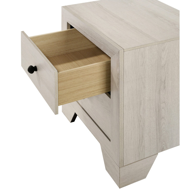 Nightstand With Drawers, White Washed
