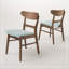 Ensemble de salle à manger 5 pièces de style Mid-Century moderne, structure en bois d'hévéa, une table et 4 chaises rembourrées, noyer et menthe