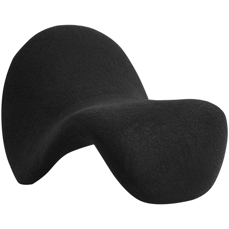 Fauteuil de chambre de l 31,5 po Theodore, Fausse peau de mouton noire