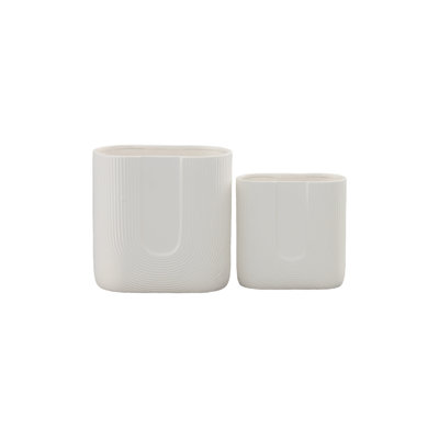 Pot ovale en céramique fini blanc mat - H 10,00 po