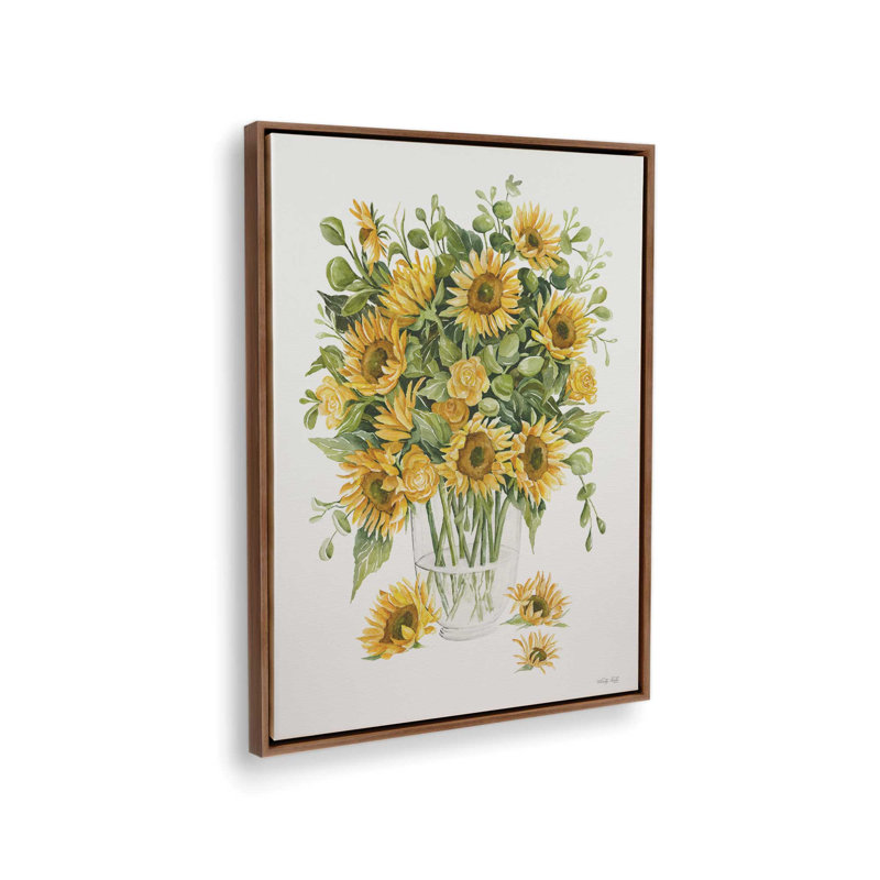 «Sunflowers & Roses» par Cindy Jacobs, reproduction d'art, L 12 po x H 16 po, Brun, Toile avec cadre