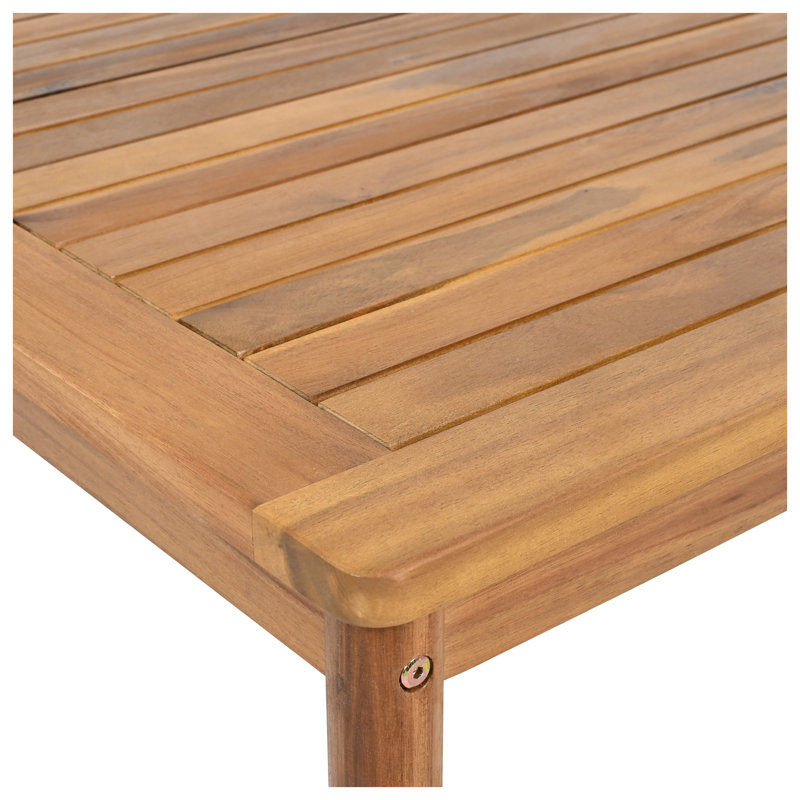 Ensemble de conversation d'extérieur en bois d'acacia et corde avec coussins beiges 3 pièces