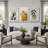 Mid Century Modern Boho "Vibrant Green Yellow Abstract Dandelion Artwork, Modern Chic Living Room Wall Pictures, Large Framed Canvas Giclee Print 3 Pieces Wall Art Set"  16"x24"x3 pcs, 24"x36"x3 pcs-87392606-87392604-119390182