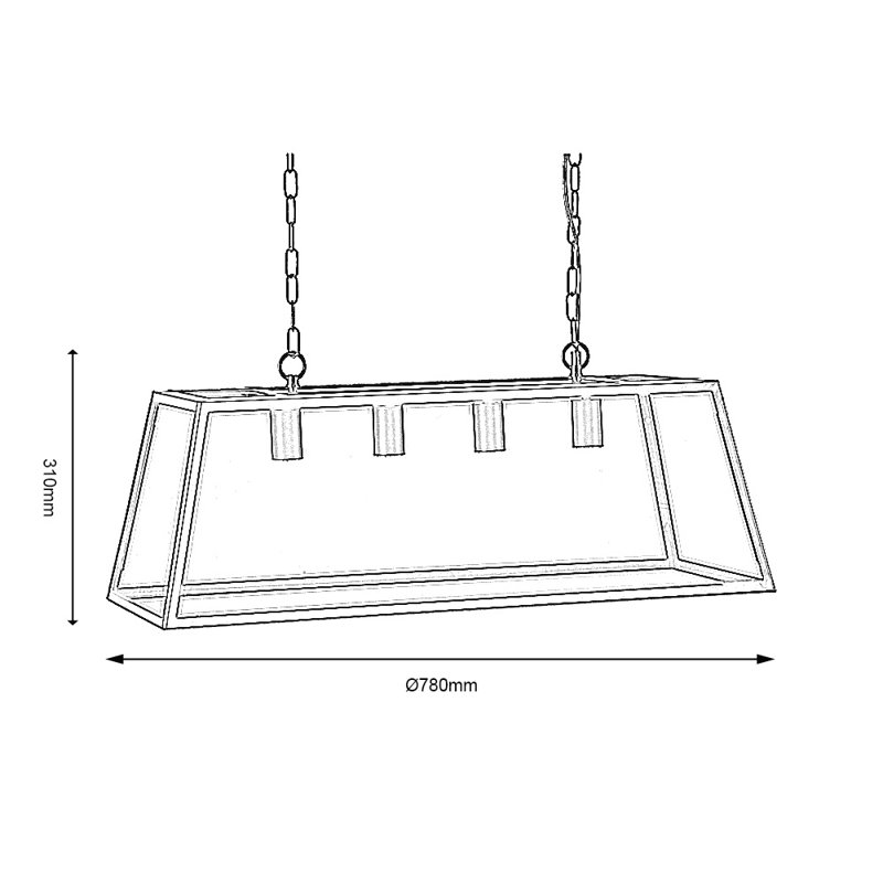 Hicks 4 - Light Copper Kitchen Island Pendant