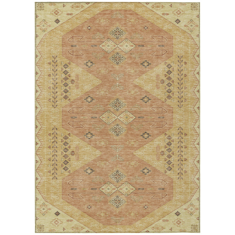 Machine Washable Indoor/Outdoor Chantille ACN2565 Global Rug, Gold, 8' x 10'