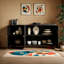 Buffet français en bois franc avec rangement abstrait
