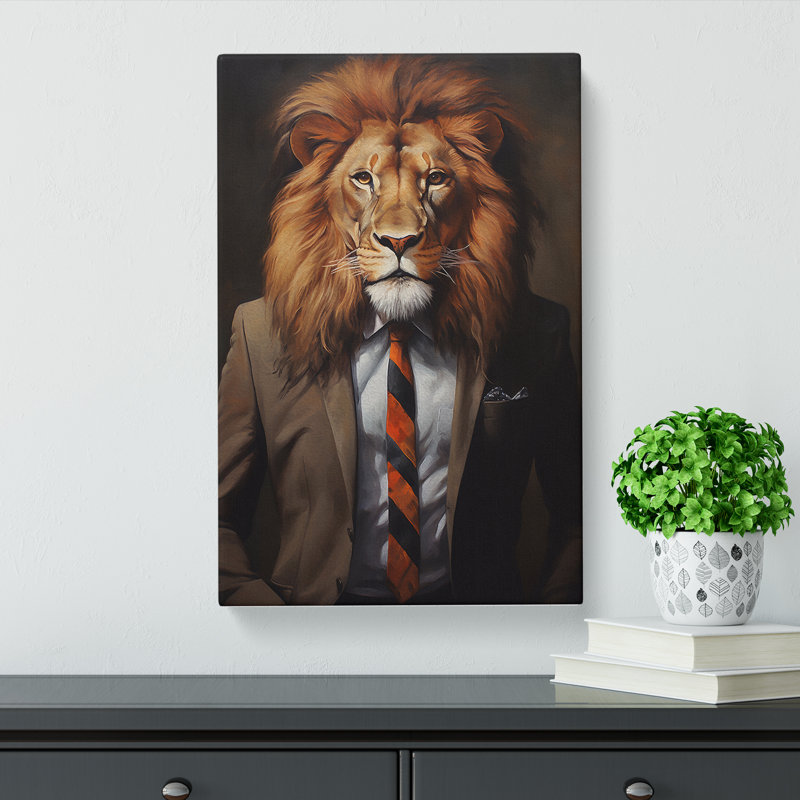 Lion In A Suit No.6 - No Frame Print, 60cm H x 40cm W x 3cm D
