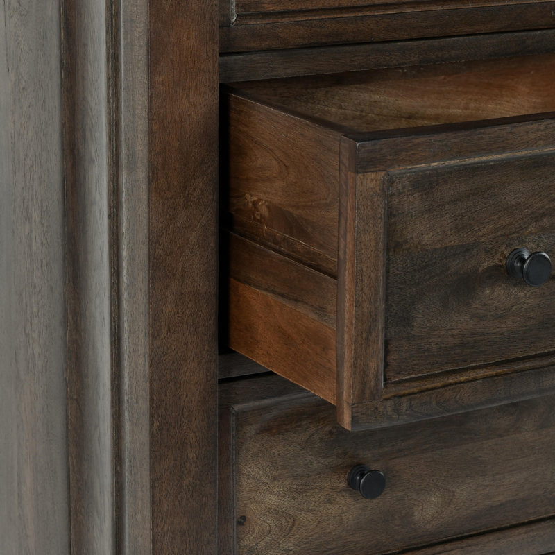 Adelaide 6 - Drawer Solid Wood Dresser, Dark Brown