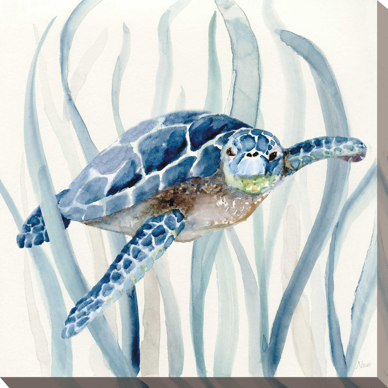 "Turtle In Seagrass I" par Nan, reproduction sur toile, H 24 po x l 24 po x P 1,5 po