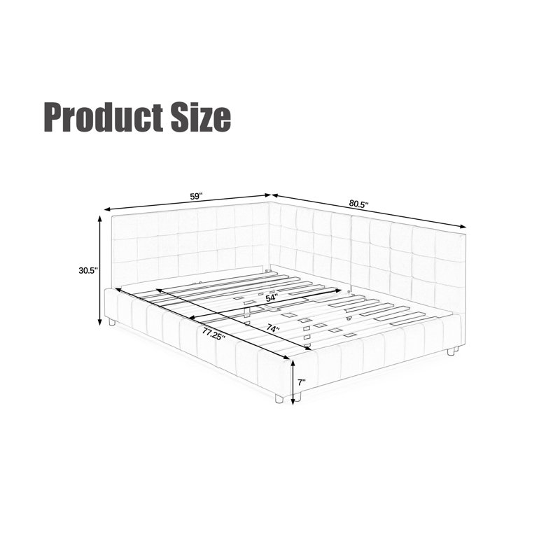 Full Size Tufted Bed Frame, Blue