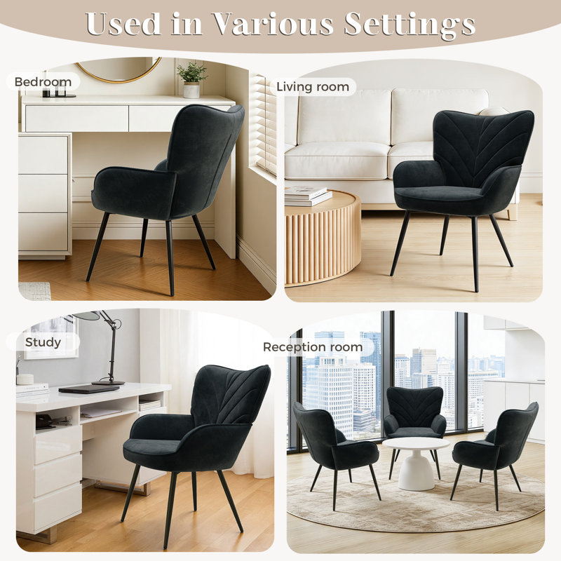 Velvet Armchair, Black