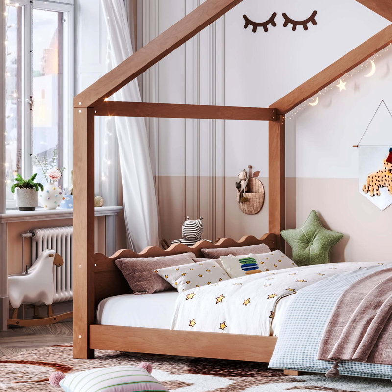 Lit pour grand lit profond naturel profond, structure en bois massif pour enfants, lattes de soutien, aucun sommier tapissier requis, structure d'ouverture