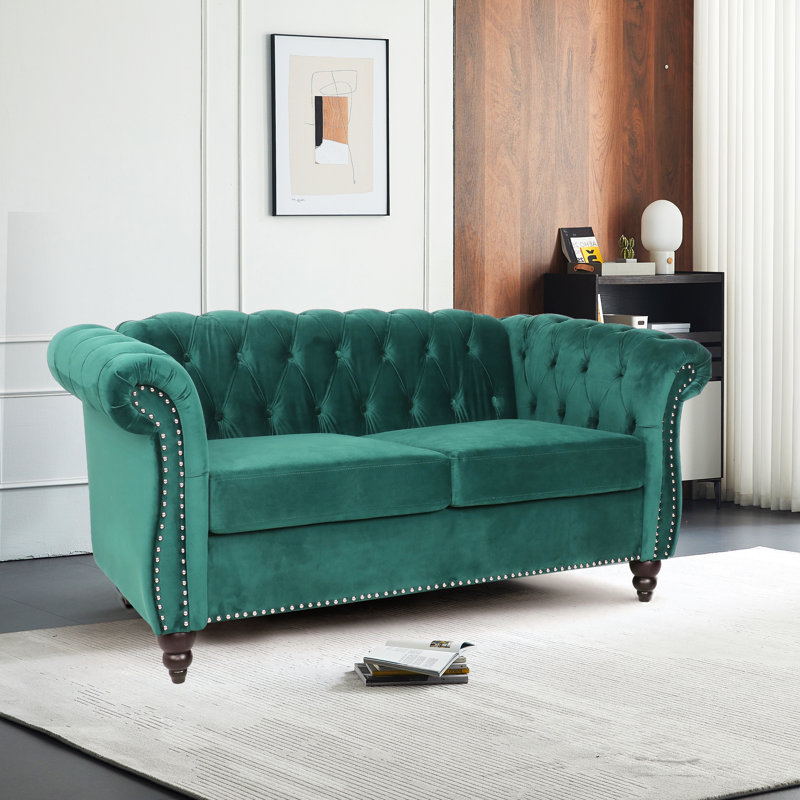 Johnette 62'' Velvet Sofa, Green Velvet