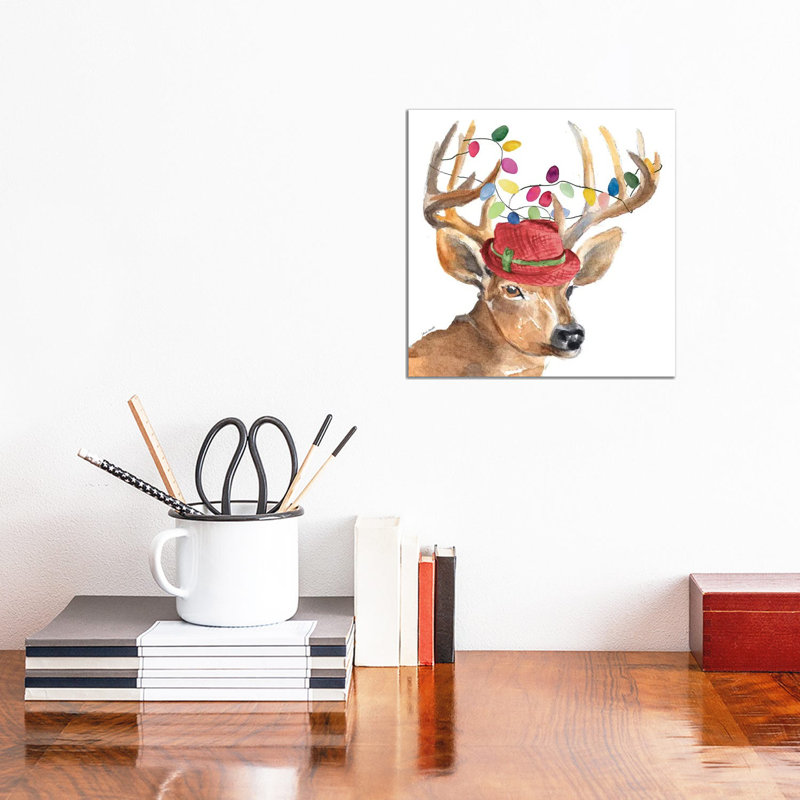 Christmas Light Reindeer Hat by Lanie Loreth - Wrapped Canvas Print, 30.48cm H x 30.48cm W x 1.905cm D
