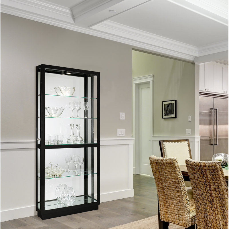 Jayden Lighted Curio Cabinet, Gloss Black
