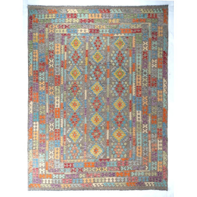 Grand tapis en laine noué à la main 9 x 12 ouzbek, tapis tribal coloré, tapis fait à la main pakistanais, tapis de style kilim bohémien