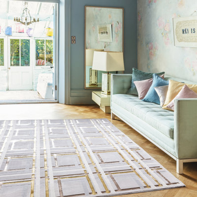 Aurora AU15 Elexus Metallic Beige/Grey Area Rug