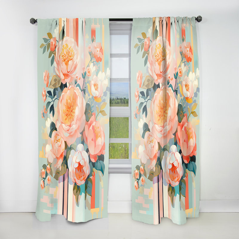 Neron Peony Blossoms Of Tranquility III - rideau en velours moderne - obscurcissant - 1 panneau, L 52 po x L 63 po