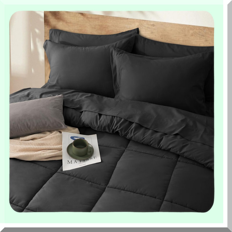Diamond 7-Piece Comforter Set - All Season Bed in a Bag Bundle with Ultra Soft Sheets, Pillowcases, and Shams - Noiseless Bedding Collection