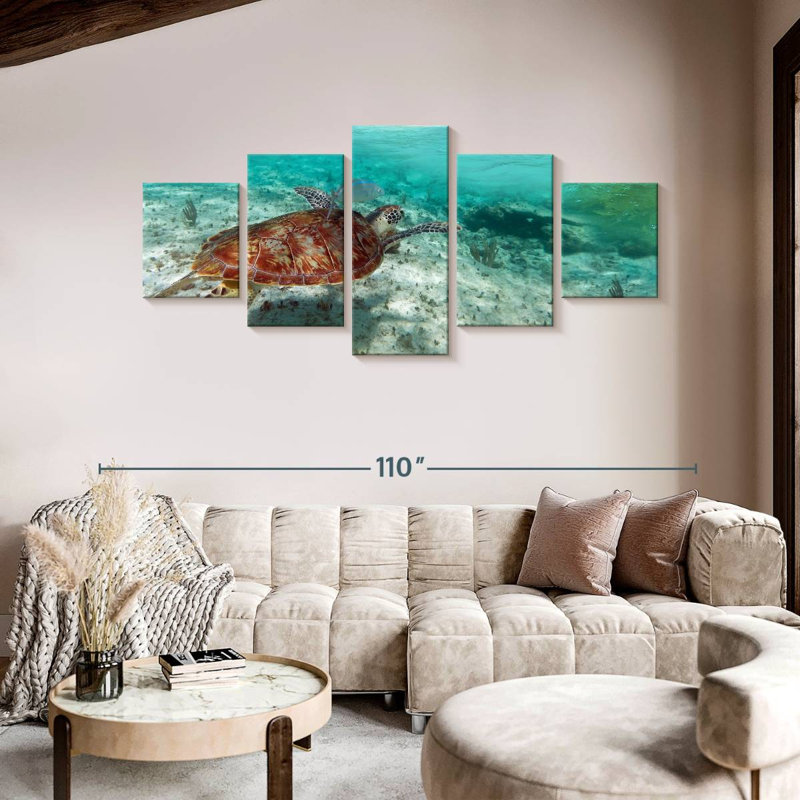 Caraïbes, île des tortues, H 42 po x l 92 po