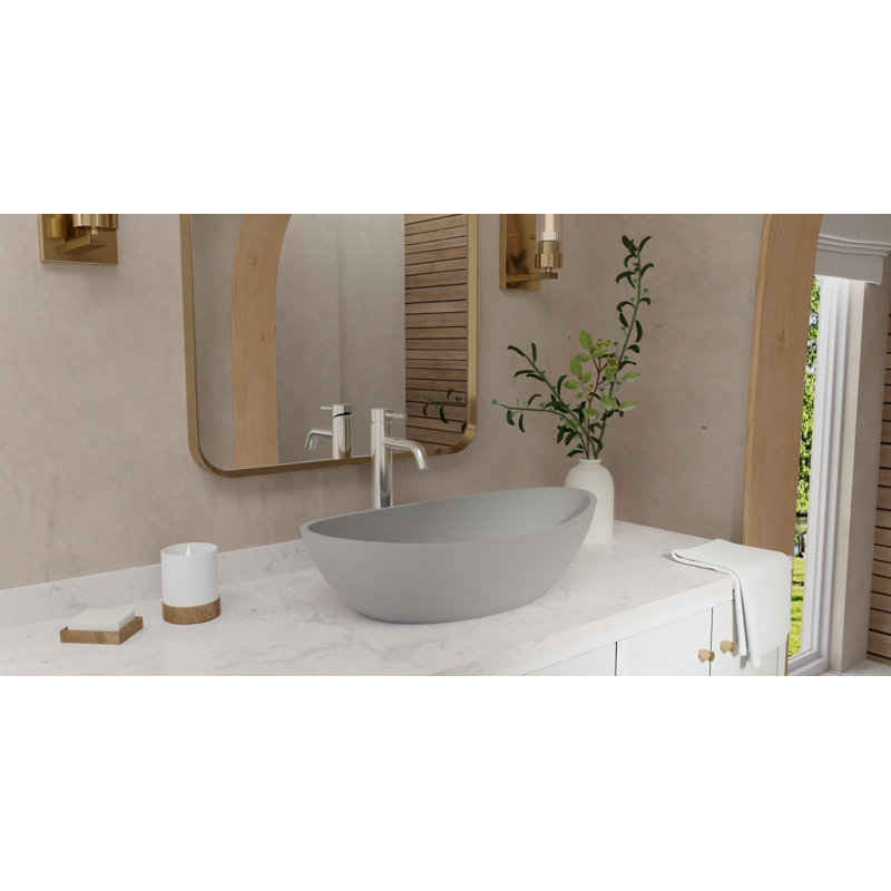 Lavabo de salle de bain vasque en résine 24 po x 13 po Badeloft WB-03-MGRY en gris mat, Matte Grey