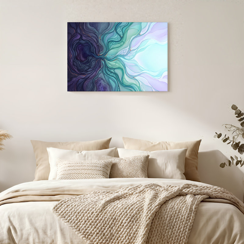 Art mural sur toile abstrait, 16"H x 24"W
