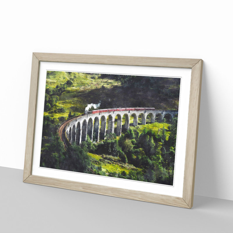 Steam Train in Scotland Abstract - Picture Frame Graphic Art Print, Oak Framed, 62cm H x 87cm W x 2cm D