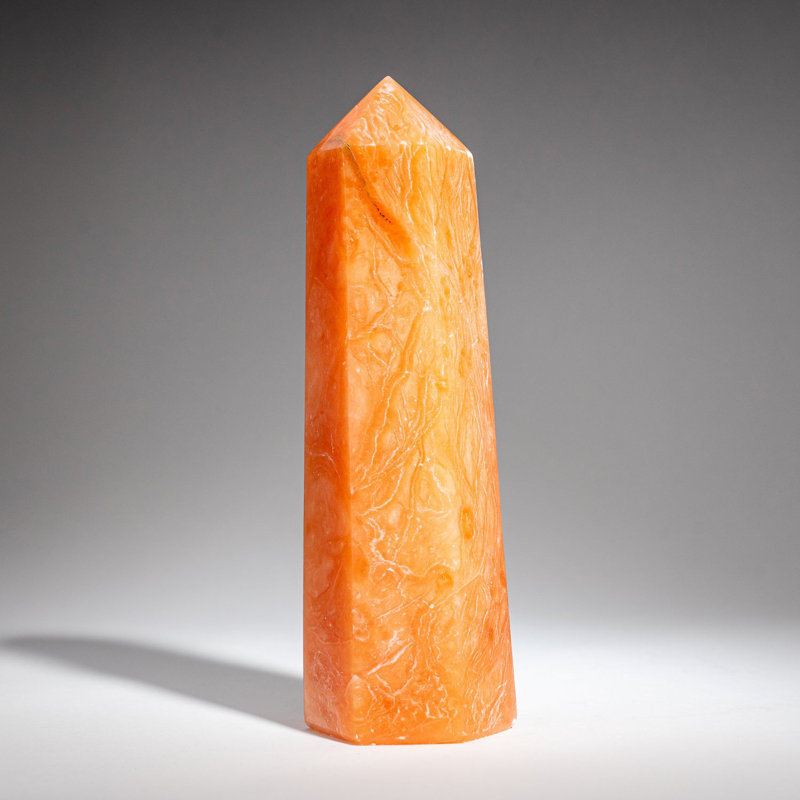 Genuine Polished Selenite Point from Morocco, Orange