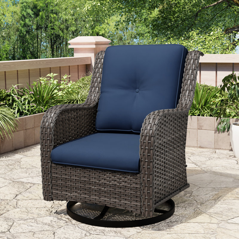 Anahit Wicker Patio Dining Set with Square Table , Cushions Included, Navy