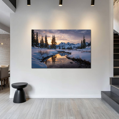 Art mural grand paysage d'hiver - Scène d'hiver, décoration murale pour salon, forêt d'hiver, art mural sur toile pour la décoration intérieure