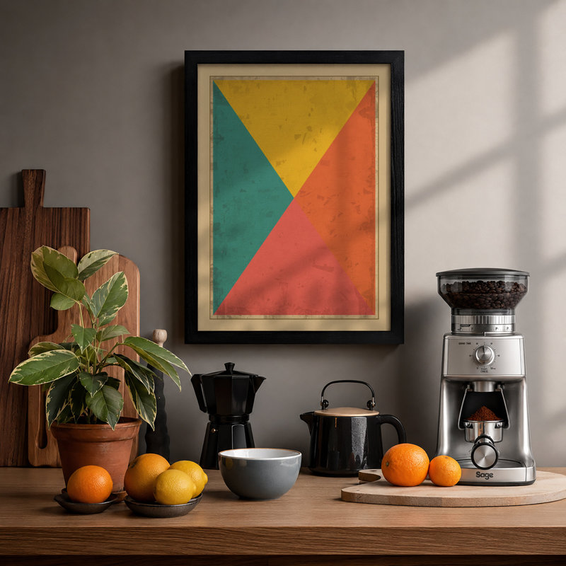 Angular Geometry Geometric - Print, A1 - 84.1 x 59.4 cm, Black