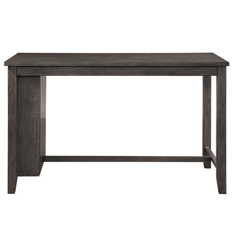 Table grise à hauteur de comptoir avec tablettes intégrées - Mobilier de salle à manger moderne en bois pour maison multifonctionnelle