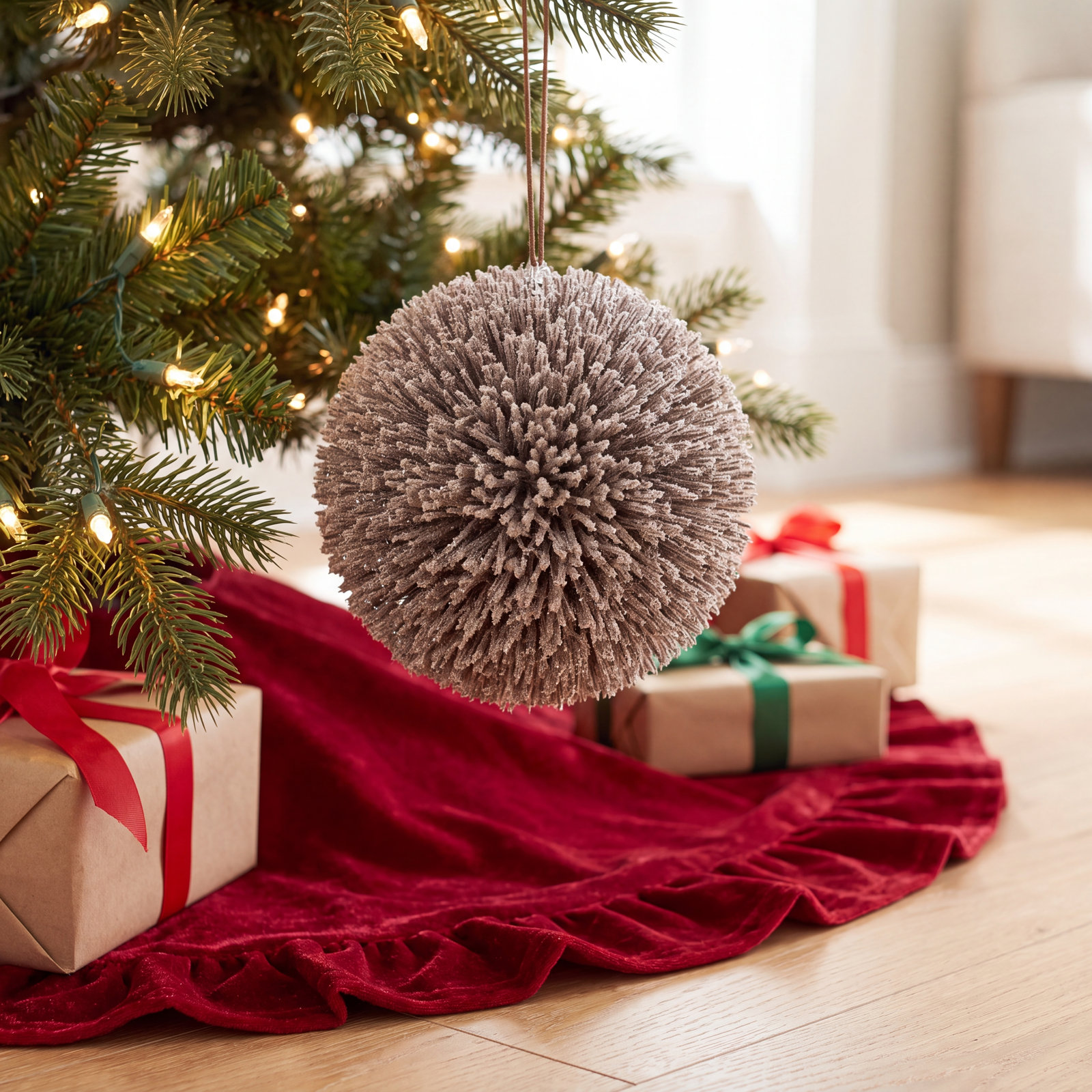 Striped Ball Ornament, 6.25" H x 6.25" W x 6.25" D