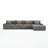 5 - Piece Upholstered Light Gray Faux Rabbit Fur Flannel Modular Sectional Sofa with Throw Pillows & Removable Ottomans-190078769
