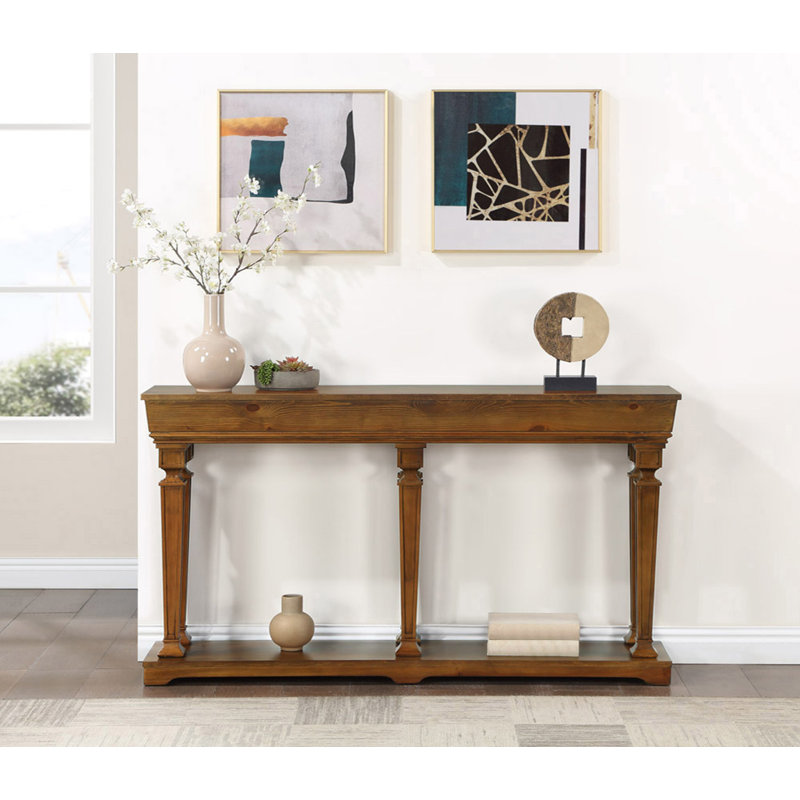 Console Table, Oak, 35.5" H x 59.6" W x 12.4" D