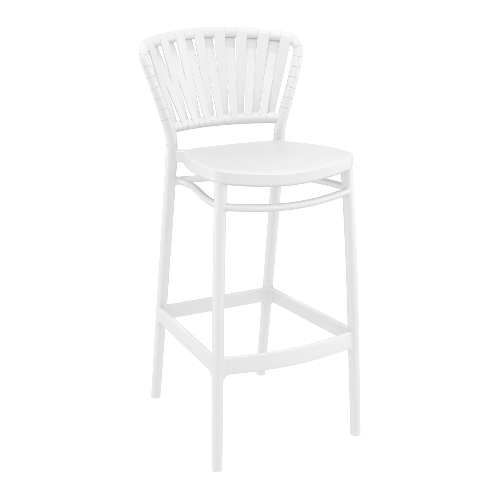 Newport Outdoor Barstool, White, 29.5"