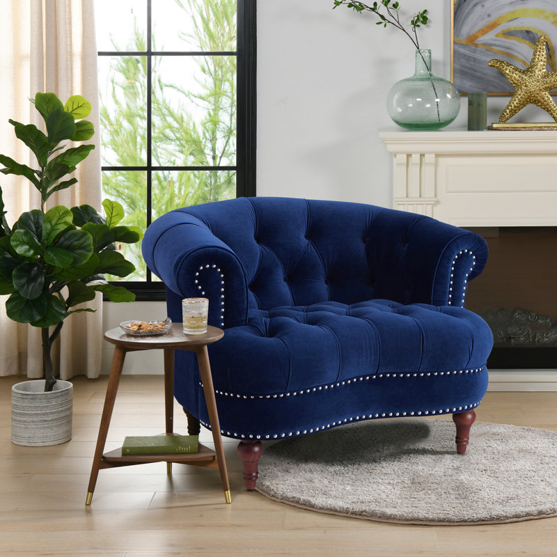 Mercer Velvet Armchair, Navy Blue Velvet