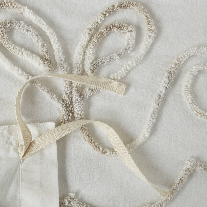 Ivory and Taupe Cotton Chenille King/Cal King Duvet Cover Set