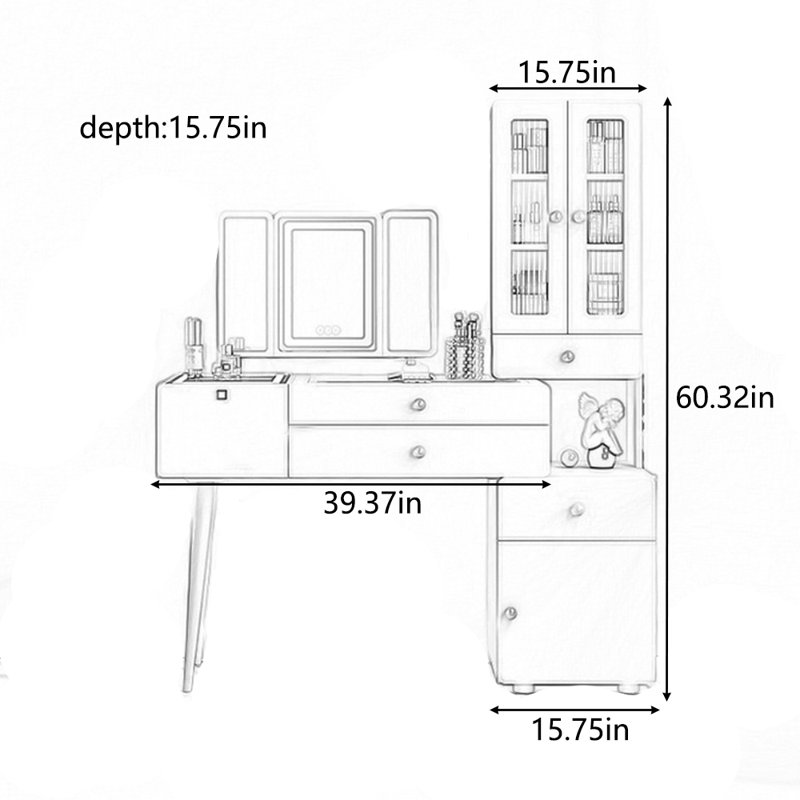 Table de maquillage multifonctionnelle de style crème