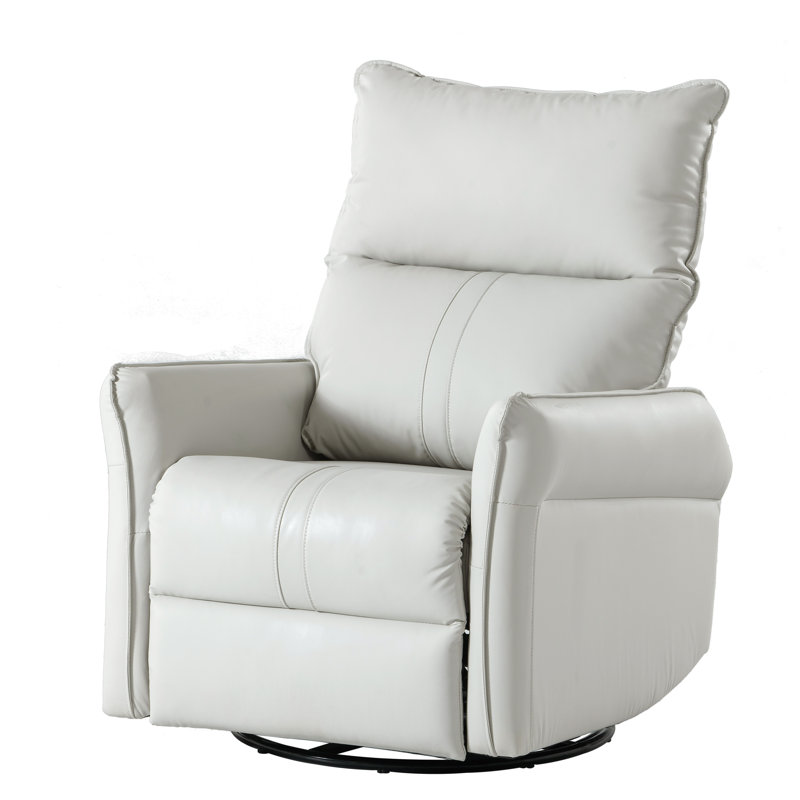 Fauteuil inclinable berçant électrique pivotant de 270 degrés avec bouton-poussoir en cuir de polyuréthane gris clair
