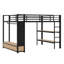 Lit mezzanine avec garde-robe, tablettes de rangement et panneau perforé