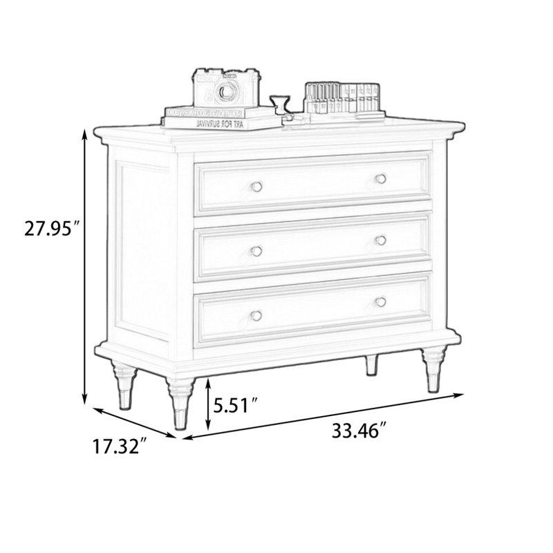 Armoire d'appoint en bois manufacturé blanc massif, H 27,95 po x L 33,46 po x l 17,32 po