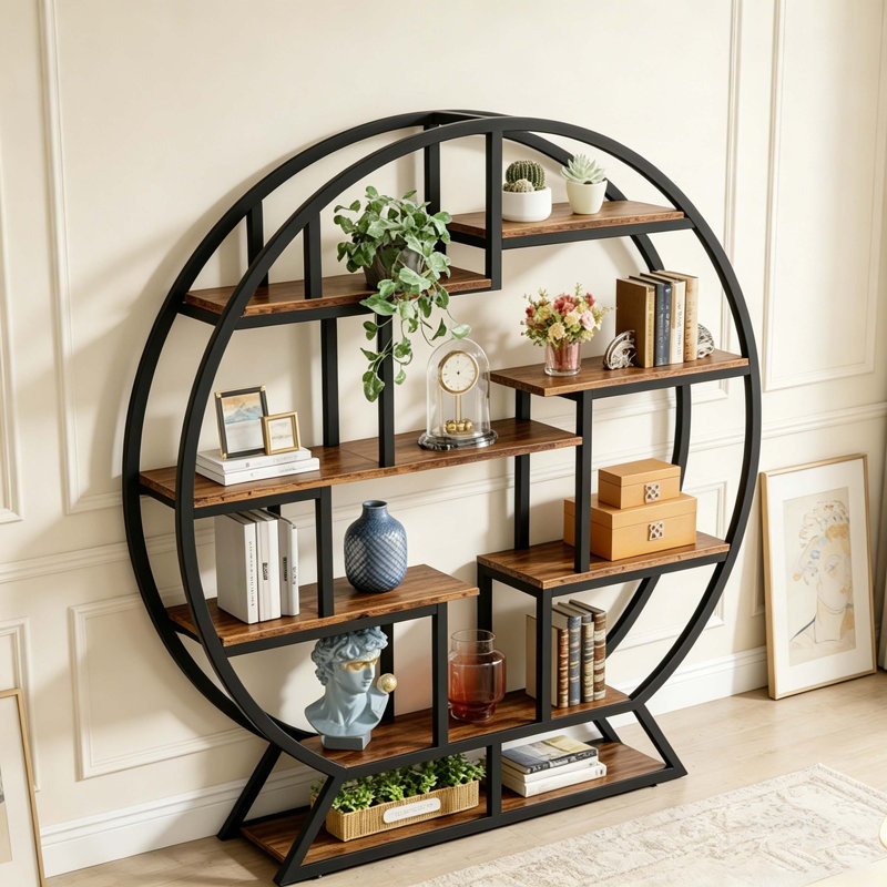Bibliothèque ronde avec étagères