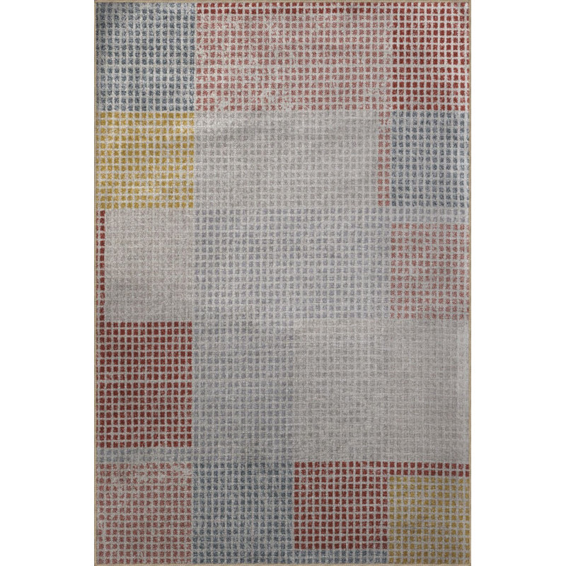 Tapis géométrique abstrait à motif géométrique abstrait, Tapis de couloir 3 pi 3 po x 6 pi 7 po