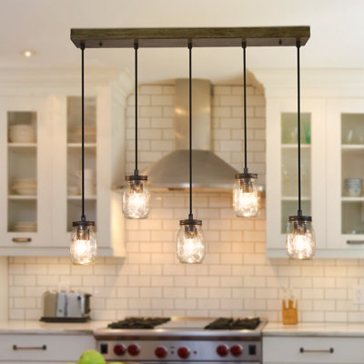 Luminaire suspendu linéaire à 5 lumières pour îlot de cuisine Paoli
